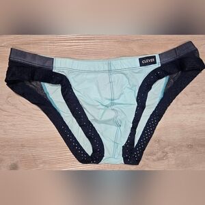 Men's Bikini - Light And Dark Blue With Mesh Sides